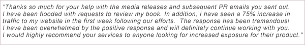 Free Publicity Author Testimonial 1